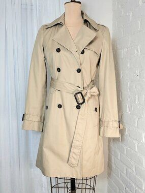 Banana Republic Classic Trench Coat Size S Beige Double Breasted Belted